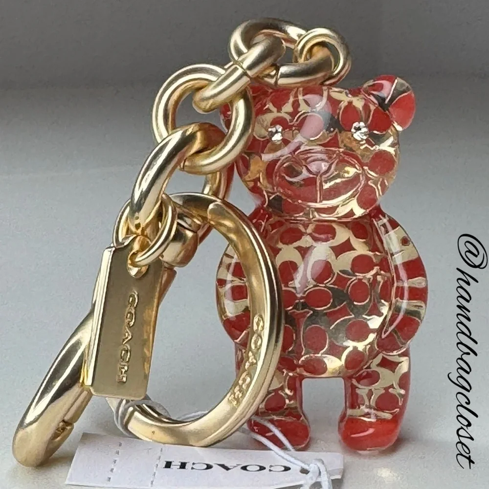 Coach Resin Gummy Bear Bag Charm Gold/Wine CK062 Keychain - Picture 2 of 16